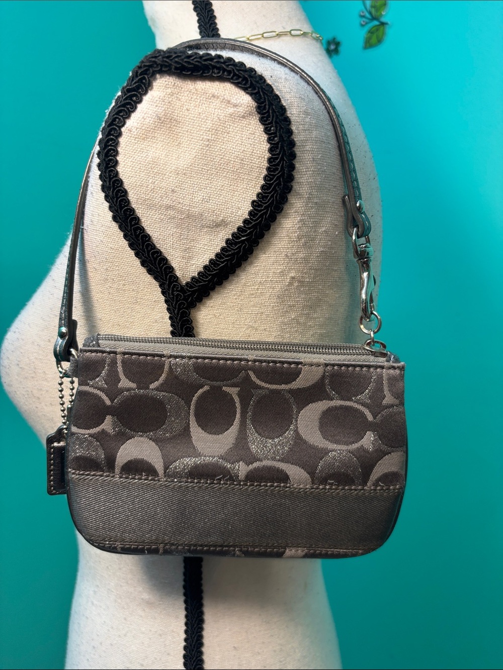 Coach Gray Wristlet with Signature Design